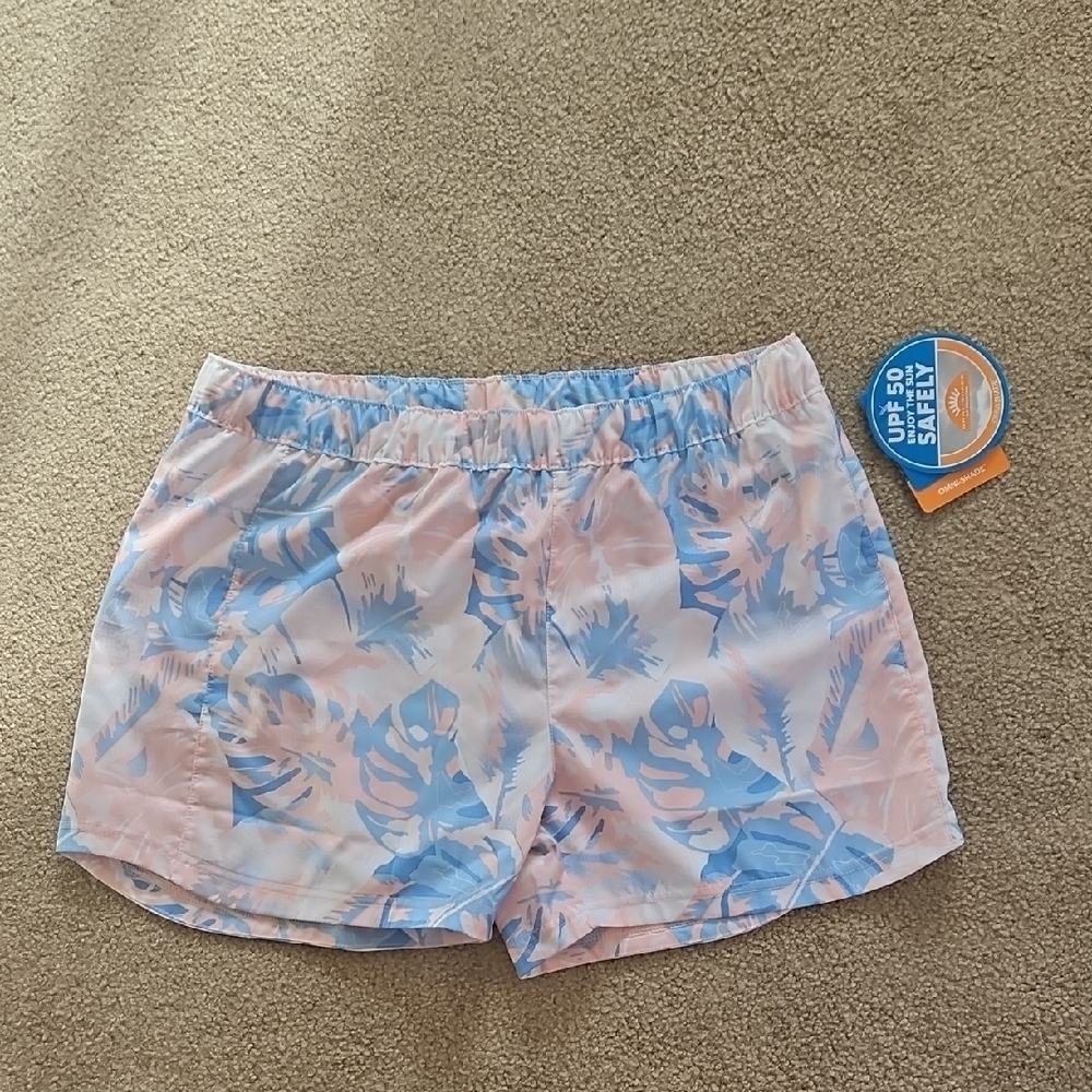 Columbia Pink and Blue Tropical Athletic Shorts (Girls XL Youth)
